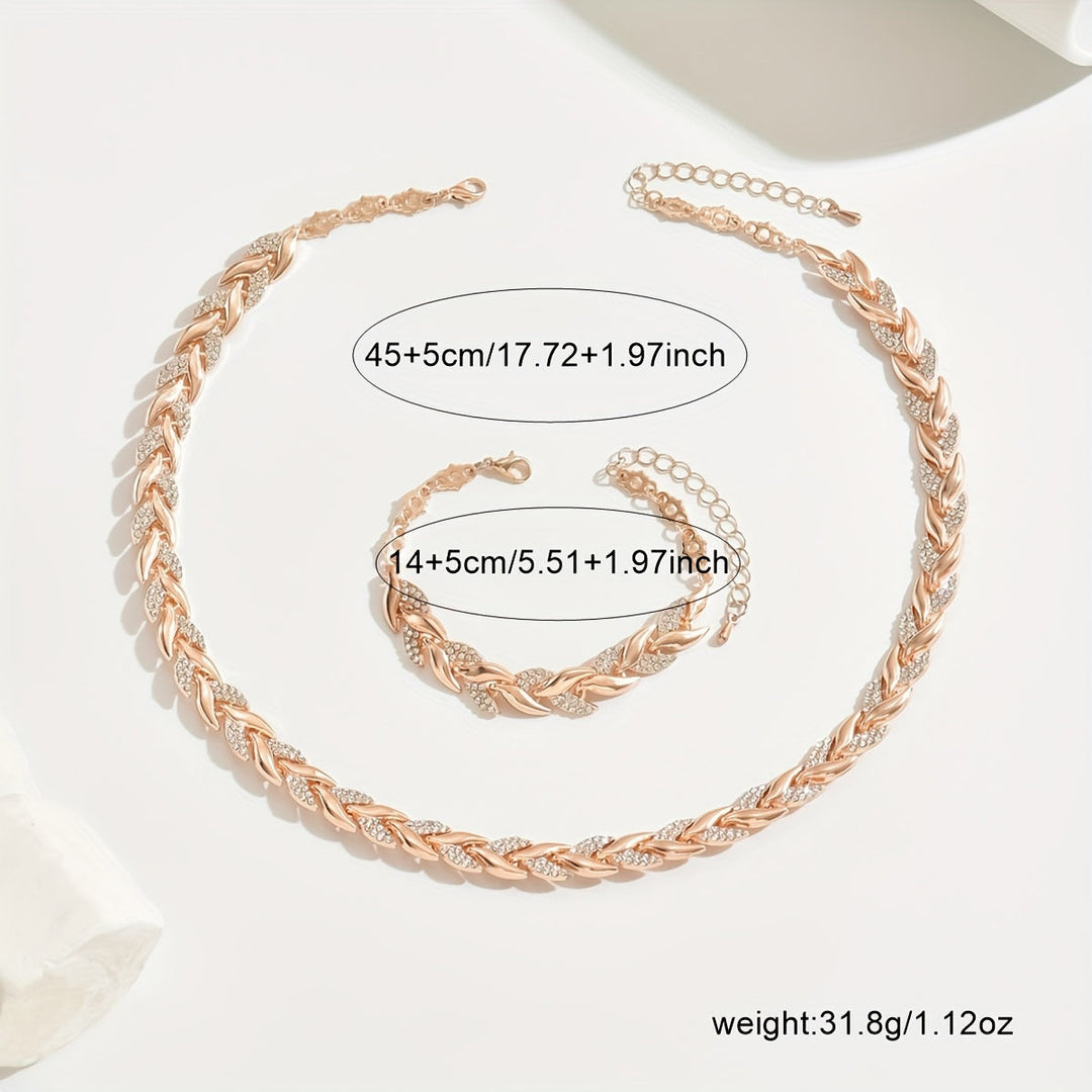 Set de bijuterii cu model „herringbone” și cristale