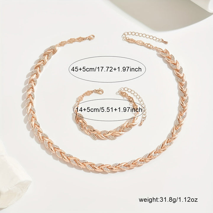 Set de bijuterii cu model „herringbone” și cristale
