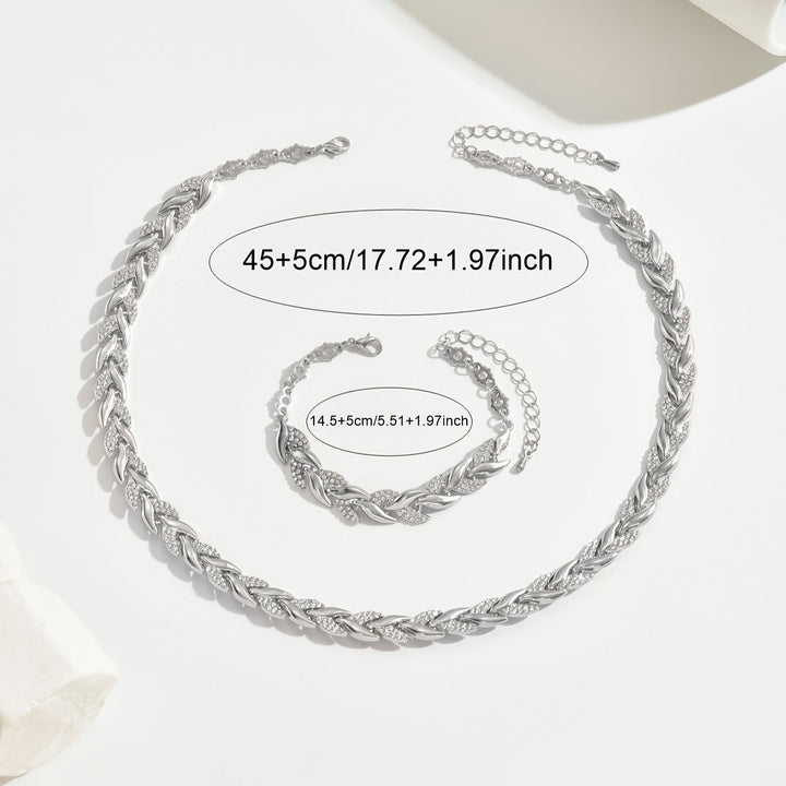 Set de bijuterii cu model „herringbone” și cristale